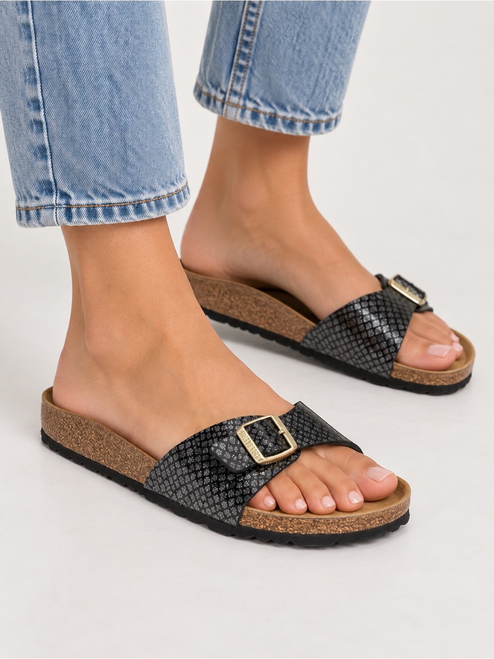Birkenstock | Madrid Sandals Black Magic Snake Print Gold Size EU 40 Narrow